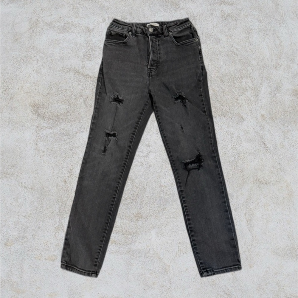 Forever 21 Charcoal Distressed Skinny Jeans